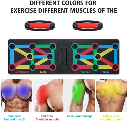 Push-Up Rack Board, 12-In-1 Foldable Multifunctional Home Training Fitness Equipment, Portable Push-Up Training Frame, Adjustable Push-Up Board